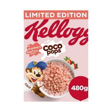 Kellogg's Coco Pops Strawberry & White Choc Cereal Limited Edition 480gr | NGT