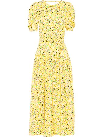 Shop yellow Miu Miu floral-print mid-length dress with Express Delivery - Farfetch
