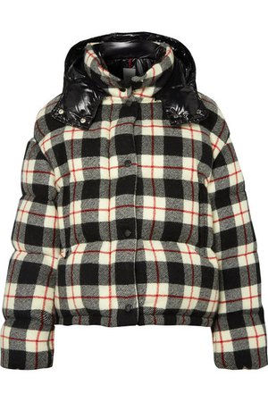 Moncler | Hooded quilted checked wool and shell down jacket | NET-A-PORTER.COM
