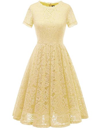 Dresstells® Women's Floral Lace Short 50s Retro Vintage Bridesmaid Cocktail Party Tea Dress Yellow L: Amazon.ca: Clothing & Accessories
