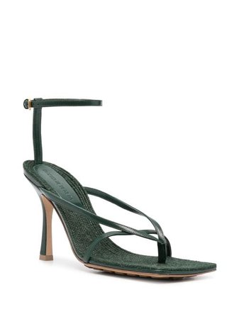 Shop green Bottega Veneta thong-strap ankle strap sandals with Express Delivery - Farfetch