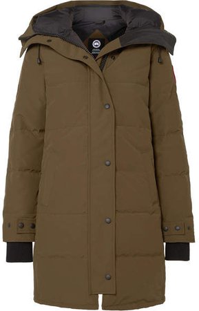 Shelbourne Hooded Quilted Shell Down Parka - Army green