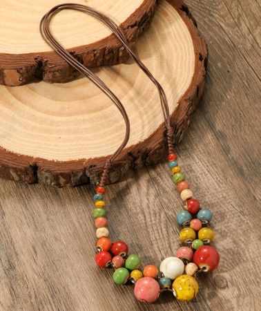 bead necklace leather