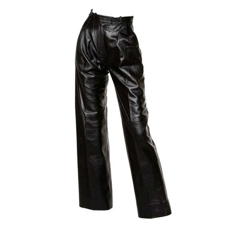 *clipped by @luci-her* Yves Saint Laurent Vintage 1980's Black Leather Lambskin Pants at 1stDibs