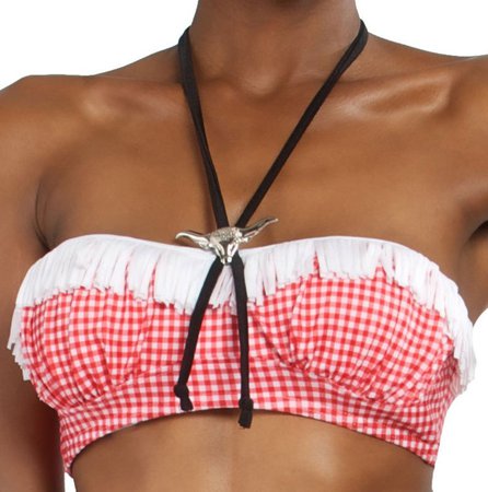 Reagan Western Cowgirl Bikini Top in Red and White Gingham | Etsy