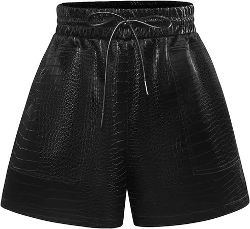 QIANXIZHAN Women's Leather Shorts, Faux High Waisted Wide Leg Sexy Shorts SP | Amazon.com