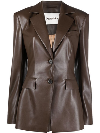 brown Nanushka leather blazer
