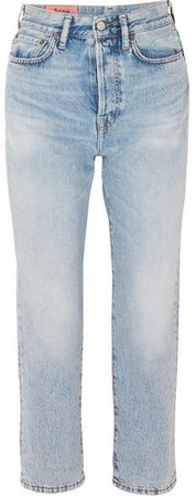 Cropped High-rise Straight-leg Jeans - Mid denim