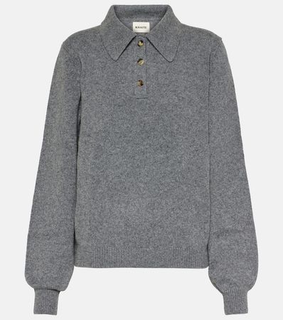 Joey Cashmere Blend Polo Sweater in Grey - Khaite | Mytheresa