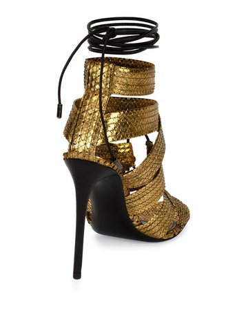 TOM FORD Python Lace-Up 105mm Sandals | Neiman Marcus