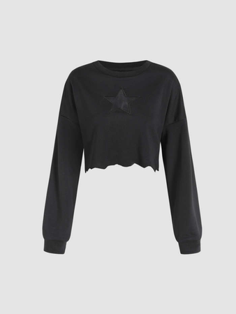 black cropped star sweater