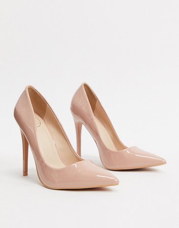 Missguided high heeled patent court shoe in blush | ASOS
