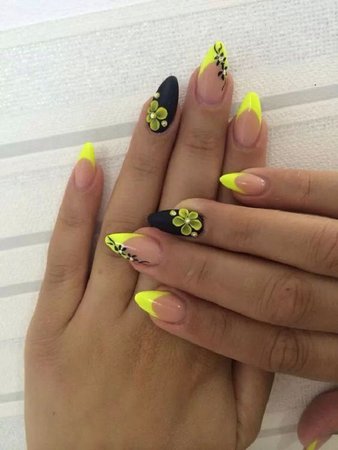 Black and Yellow Negatives Space Nails