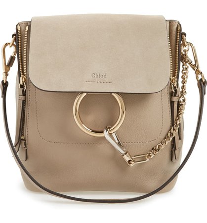 Chloé Small Faye Suede & Leather Backpack Nude