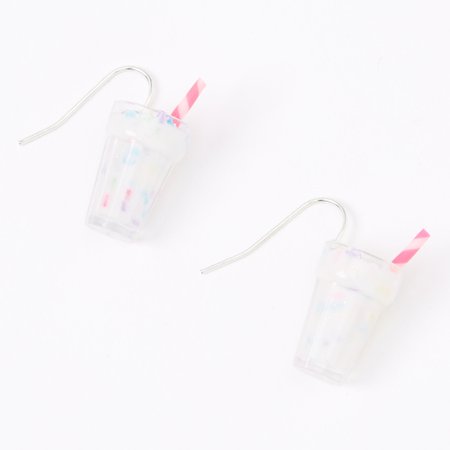 Silver 1" Milkshake Drop Earrings | Claire's US