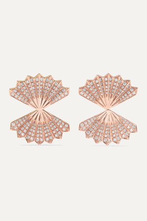 Rose gold Double Fan 18-karat rose gold diamond earrings | Anita Ko | NET-A-PORTER