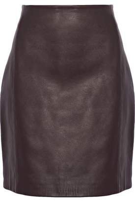 dark brown leather skirt