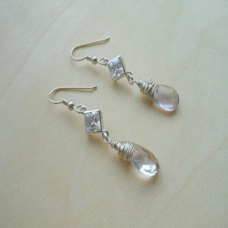 Pink Amethyst and Crystal Earrings, Wire Wrapped Gemstone Earrings – Fabulous Creations Jewelry