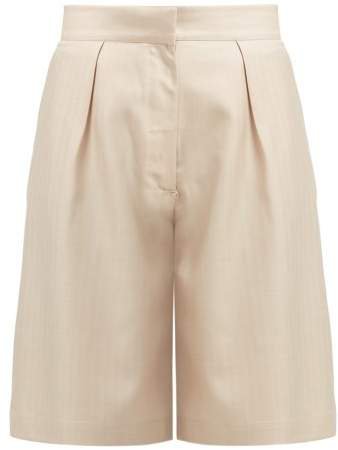 The Stella Wool And Silk Blend Shorts - Womens - Beige