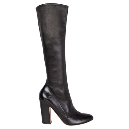 ALAIA black leather Knee High STRETCH Boots Shoes 39.5 For Sale at 1stDibs