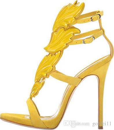 Best Selling Trendy Lady Angel Wings Black Yellow High Heels Sandals Gladiator Rome Women Casual Shoes Leaf Leather Party Dress Pumps Shoes Jack Rogers Sandals White Wedges From Goofei11, $77.28| DHgate.Com