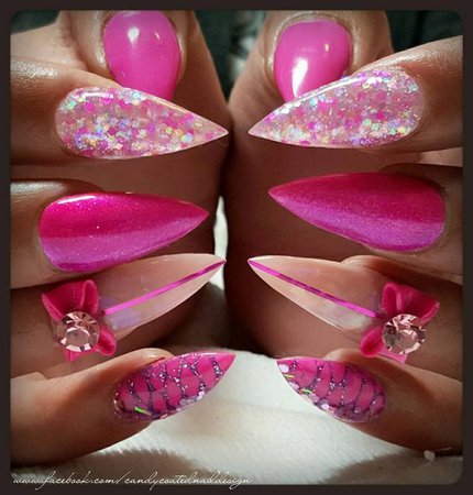 Pink Sparkle Nails