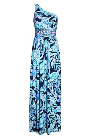 Lilly Pulitzer® Malia One-Shoulder Maxi Dress blue
