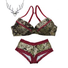 Sexy Camo and Lace Bra and Panty Thong Set Honeymoon Country Girls