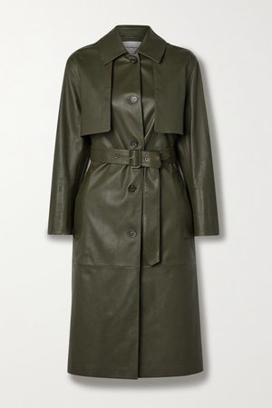 SALVATORE FERRAGAMO, Paneled leather trench coat