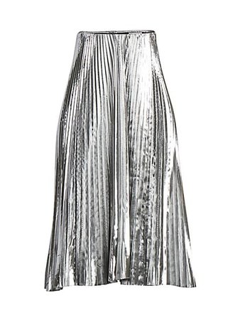 Balenciaga Pleated Metallic Midi Skirt | SaksFifthAvenue