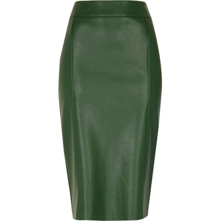 Green faux leather pencil skirt - Midi Skirts - Skirts - women