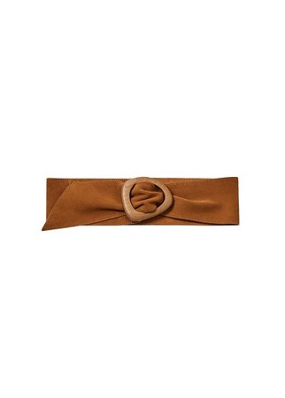 MANGO Wood buckle leather belt