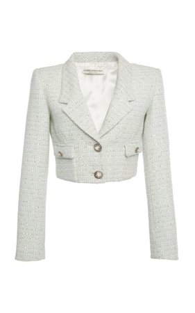 Sequined Wool-Blend Tweed Cropped Blazer By Alessandra Rich | Moda Operandi