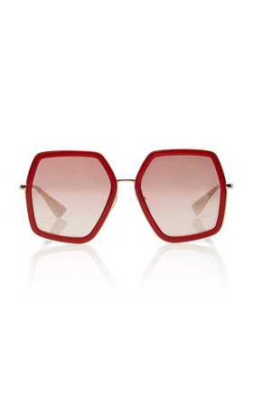 Hexagon-Frame Metal Sunglasses by Gucci Sunglasses | Moda Operandi