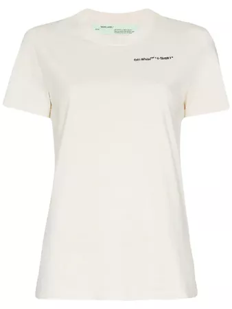 Off-White White Logo Embroidered Short Sleeve Cotton T Shirt £235 - Buy Online - Mobile Friendly, Fast Delivery