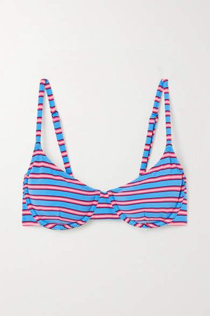 The Eva Striped Underwired Bikini Top - Blue