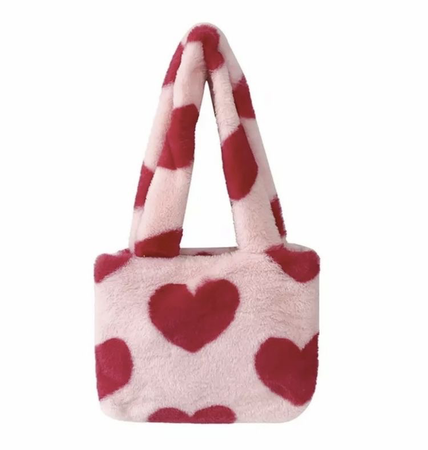 pink and red heart bag