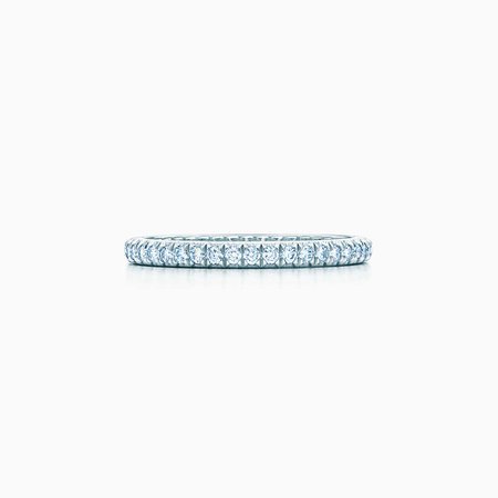 Tiffany Legacy Collection band ring in platinum with diamonds and sapphires. | Tiffany & Co.