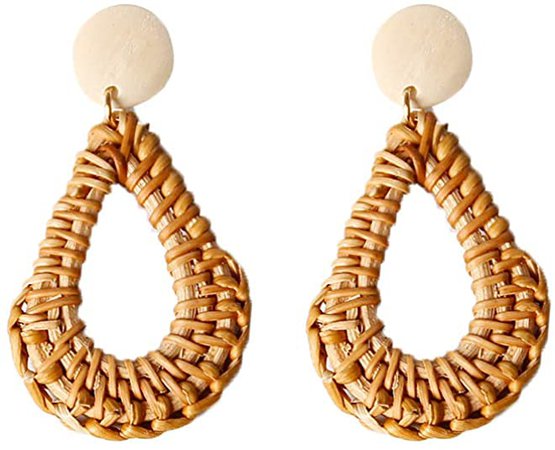 Rattan Earrings for Women Weave Straw Dangle Earrings Boho Handmade Circle Drop Statement Earrings: Amazon.co.uk: Jewellery