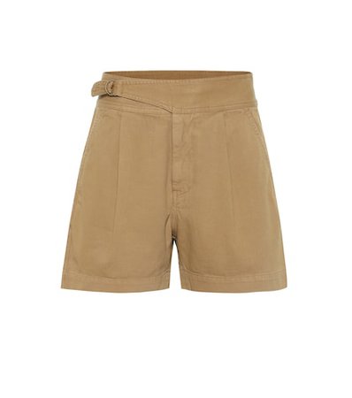 High-rise cotton twill shorts