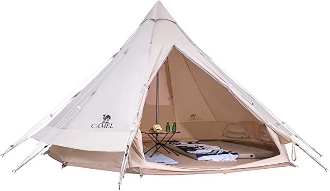 Amazon.com : CAMEL CROWN 4/5 Person Canvas Bell Tent Luxury 4 Season Tent Waterproof Breathable Backpacking Tent for Outdoor Camping/Glamping : Sports & Outdoors
