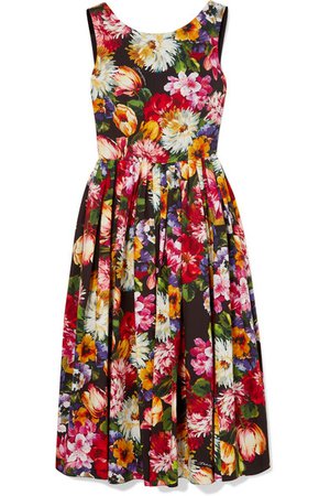 Dolce & Gabbana | Pleated floral-print cotton dress | NET-A-PORTER.COM