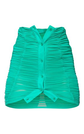 Bright Green Mesh Ruched Panel Mini Skirt | PrettyLittleThing CA