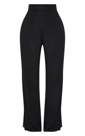 Shape Black Jersey Wide Leg Trouser | Curve | PrettyLittleThing