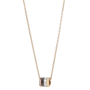 QUATRE CLASSIQUE MINI RING NECKLACE with one diamond in yellow, white & pink gold