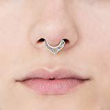 Amazon.com: Fake Septum Nose Ring, Gold Plated Indian Ethnic Faux Clip On Non Pierced Septum Hoop, 18g, Handmade Piercing Jewelry: Handmade