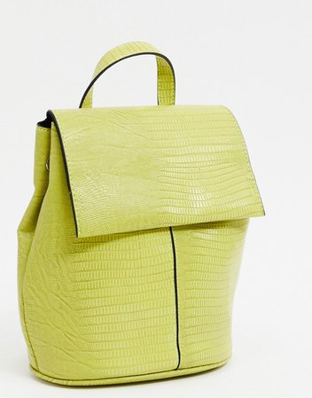 Topshop croc print backpack in lime | ASOS