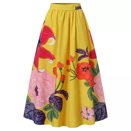 Mortilo Women Bohemian Floral Print Skirt High Waist Party Beach Pocket Long Maxi Skirt - Walmart.com