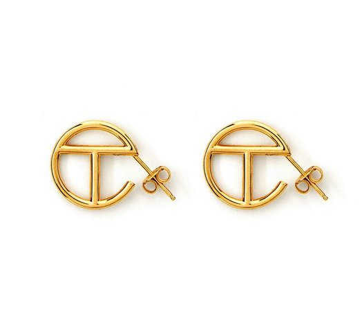 TELFAR Gold Logo Hoop Earrings