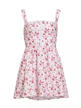 Shop Reformation Sheri Floral Linen Minidress | Saks Fifth Avenue